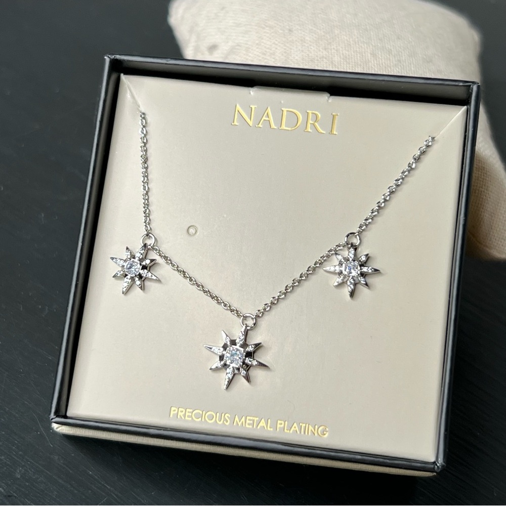 Nadri Starlit Star Necklace in Silver with Cubic Zirconia NWT